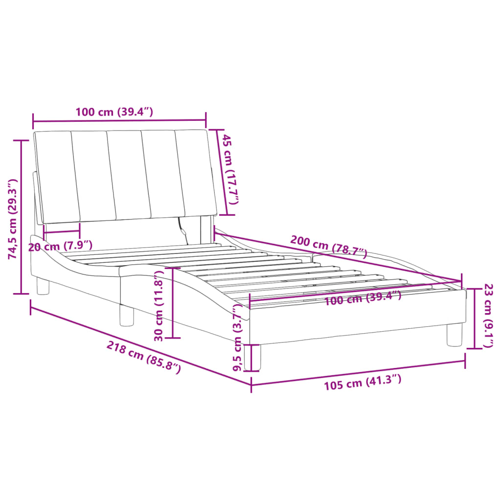 vidaXL Rama łóżka z LED, ciemnozielona, 100x200 cm, aksamitna