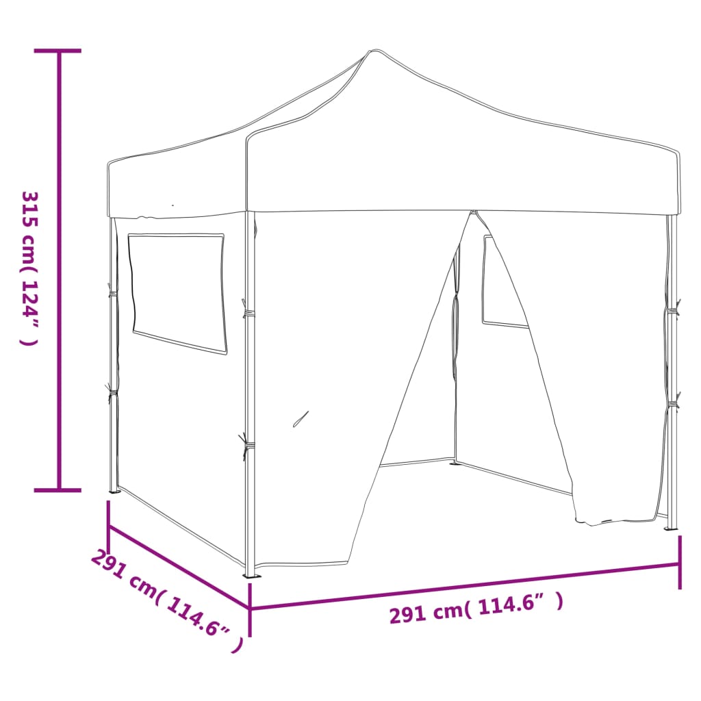 vidaXL Zielony, składany namiot, 3 x 3 m, z 4 ściankami