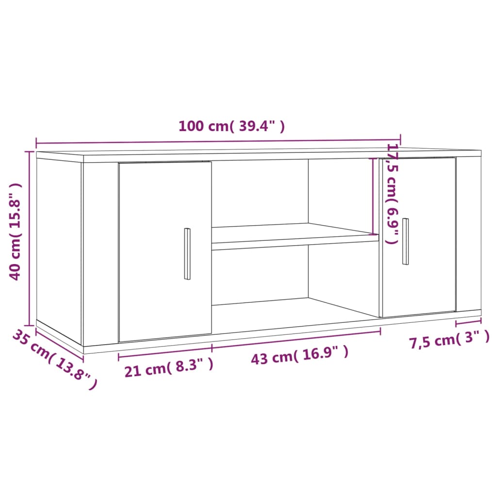 vidaXL Szafka pod TV, czarna, 100x35x40 cm, materiał drewnopochodny