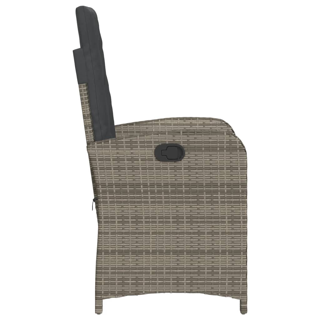 vidaXL Rozkładane krzesła ogrodowe, 2 szt., poduszki, szare, rattan PE