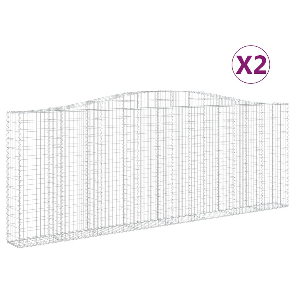 vidaXL Kosze gabionowe, 2 szt, 400x30x140/160 cm, galwanizowane żelazo