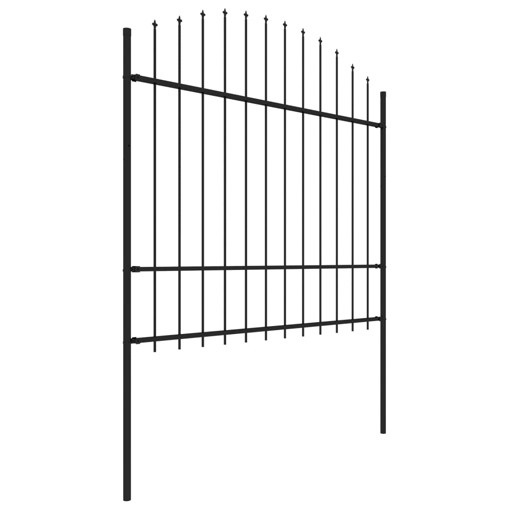 vidaXL Panele ogrodzeniowe z grotami, stal, (1,5-1,75)x10,2 m, czarne