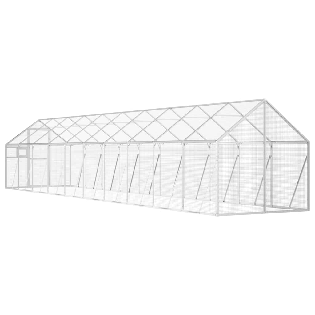 vidaXL Woliera, srebrna, 1,79x10x1,85 m, aluminium