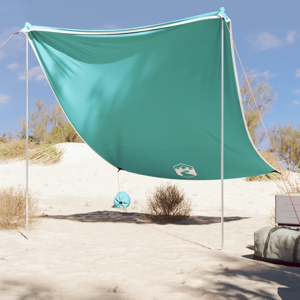 vidaXL Zadaszenie na plażę, z obciążnikami, zielone, 214x236 cm