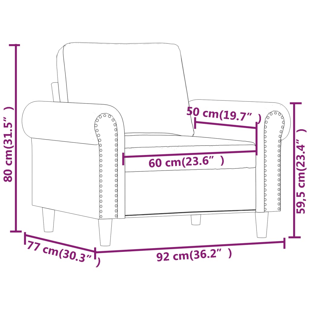 vidaXL Fotel, czarny, 60 cm, obity sztuczną skórą