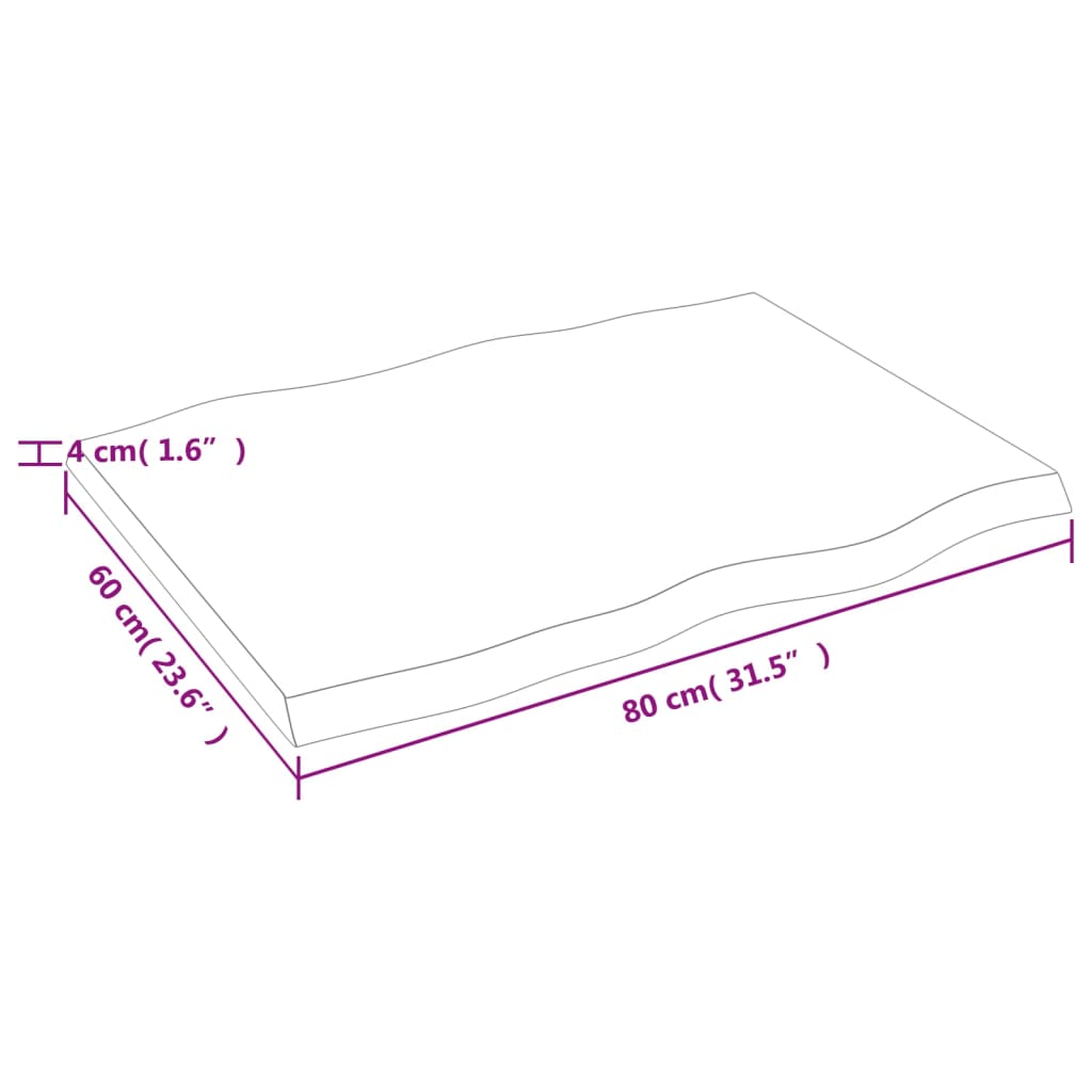 vidaXL Blat, jasnobrązowy 80x60x(2-4) cm drewno z naturalną krawędzią