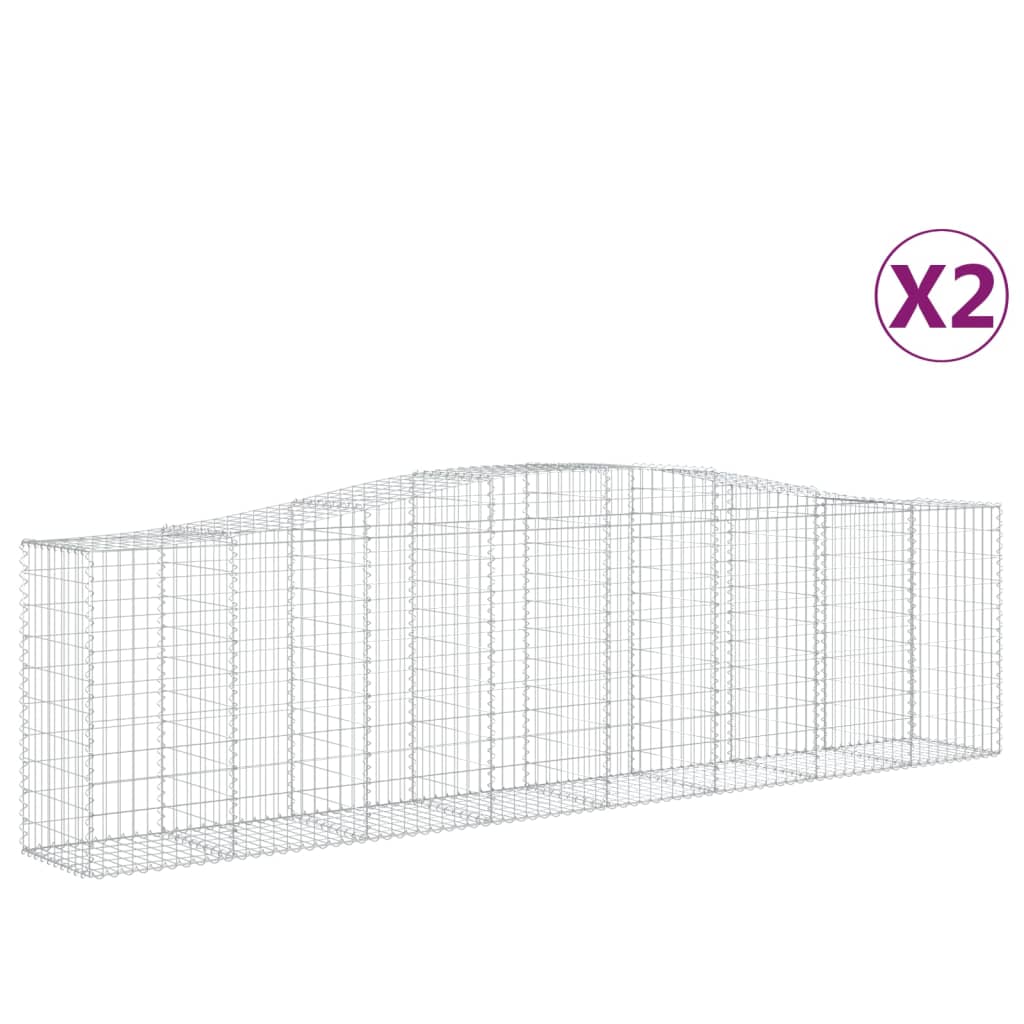 vidaXL Kosze gabionowe, 2 szt, 400x50x100/120 cm, galwanizowane żelazo