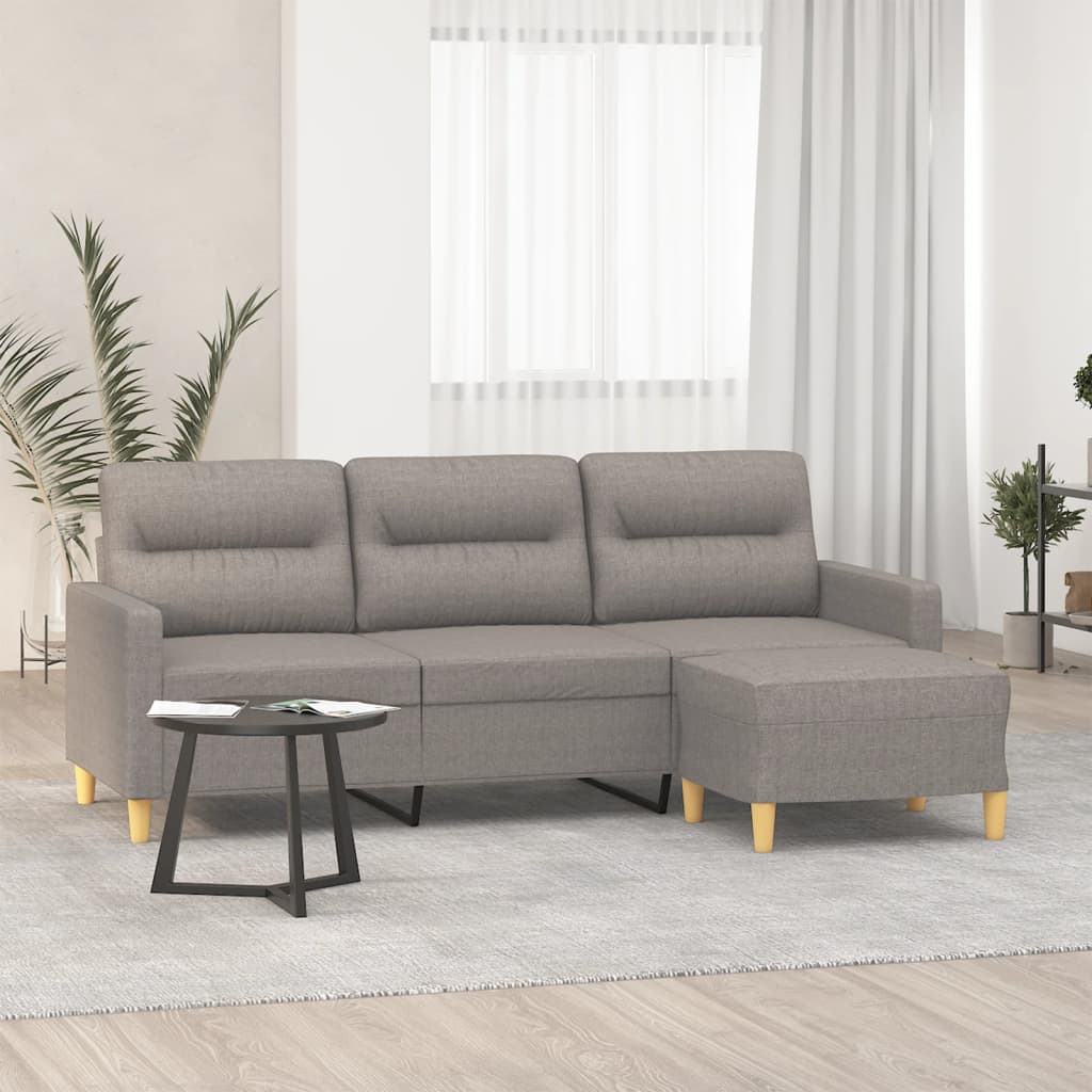 vidaXL 3-osobowa sofa z podnóżkiem, taupe, 180 cm, tkaniną