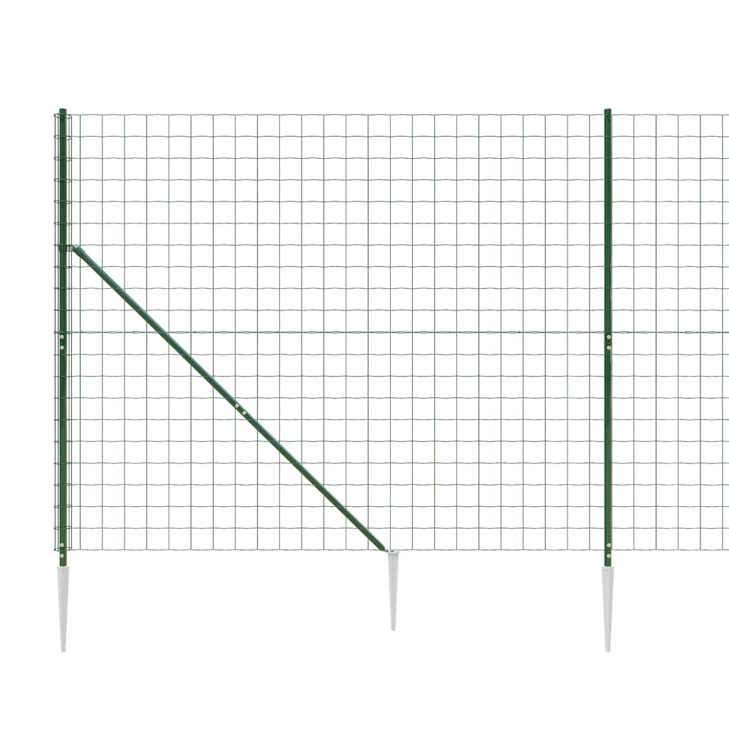 vidaXL Ogrodzenie z siatki, z kotwami, zielone, 1,4x25 m