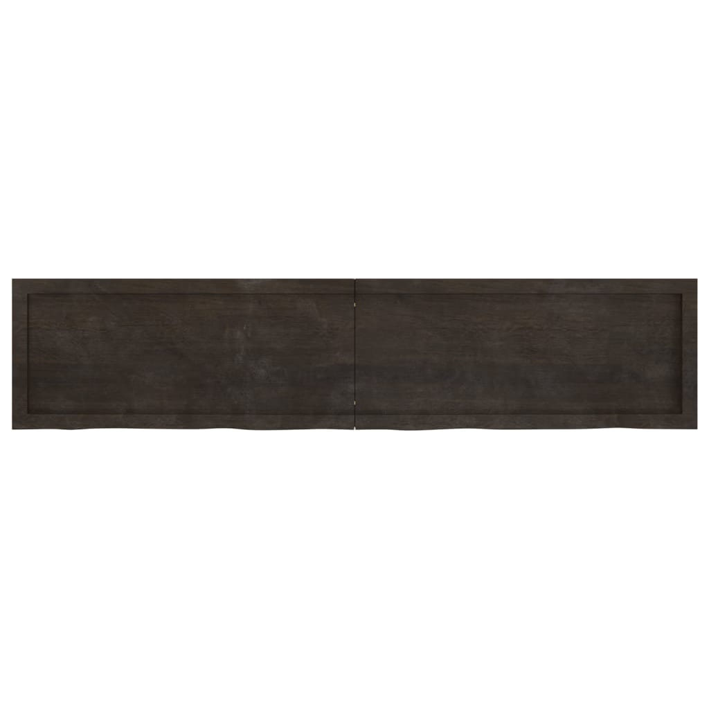 vidaXL Blat stołu, ciemnobrązowy, 180x40x(2-6) cm, lite drewno dębowe