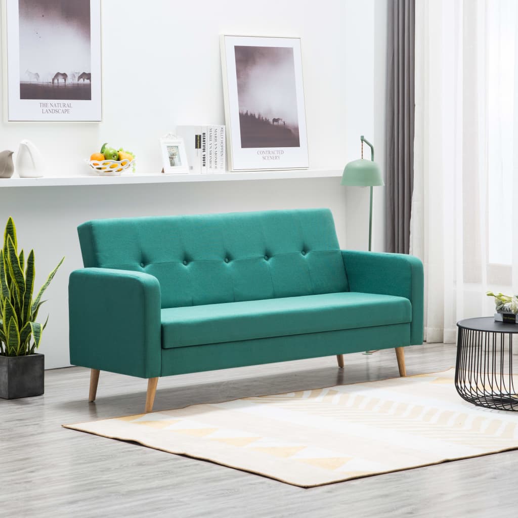 vidaXL Sofa materiałowa, zielona