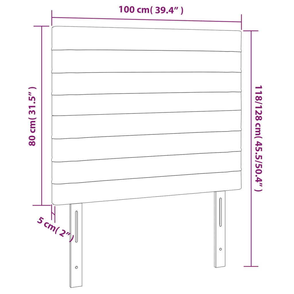 vidaXL Zagłówek do łóżka z LED, czarny, 100x5x118/128 cm, tkanina