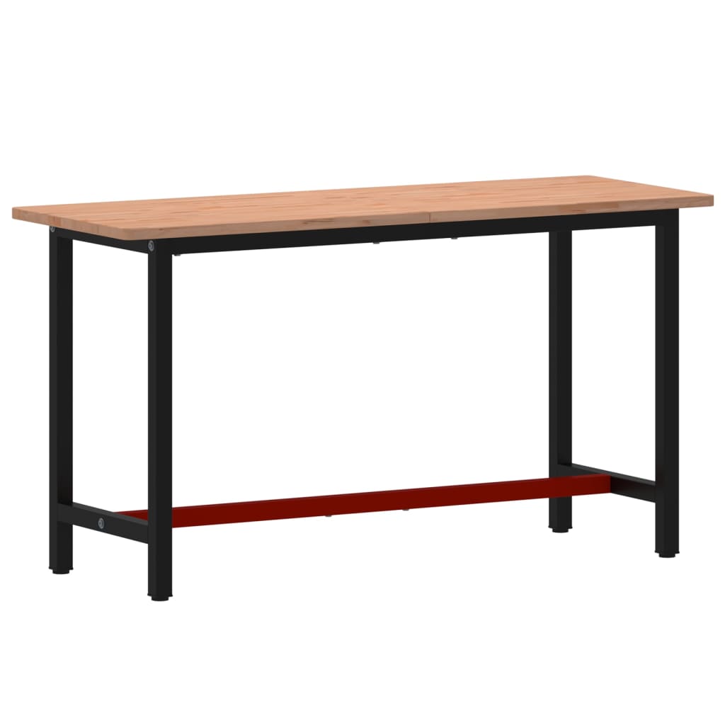 vidaXL Stół roboczy, 150x55x81,5 cm, lite drewno bukowe i metal