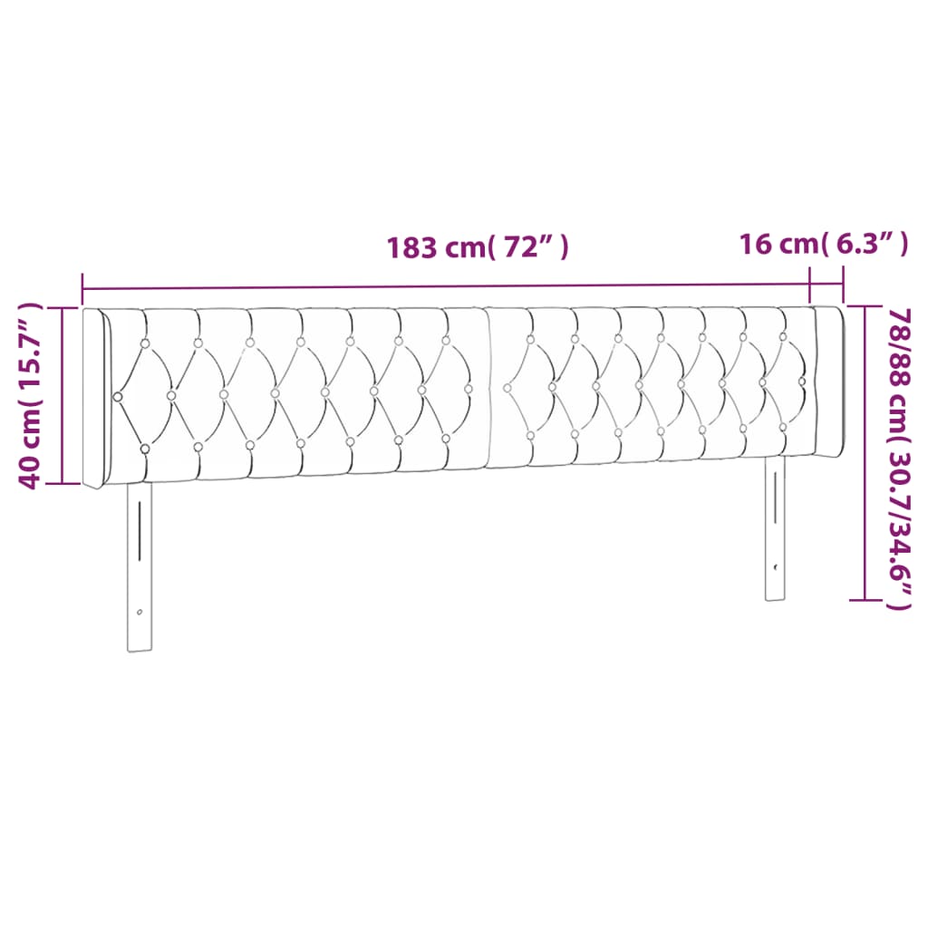 vidaXL Zagłówek do łóżka z LED, niebieski, 183x16x78/88 cm, tkanina