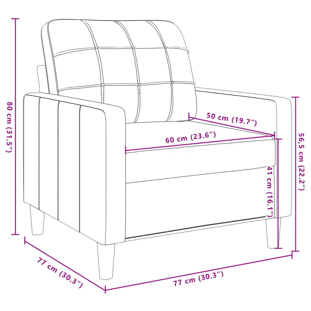 vidaXL Fotel, niebieski, 60 cm, obity aksamitem