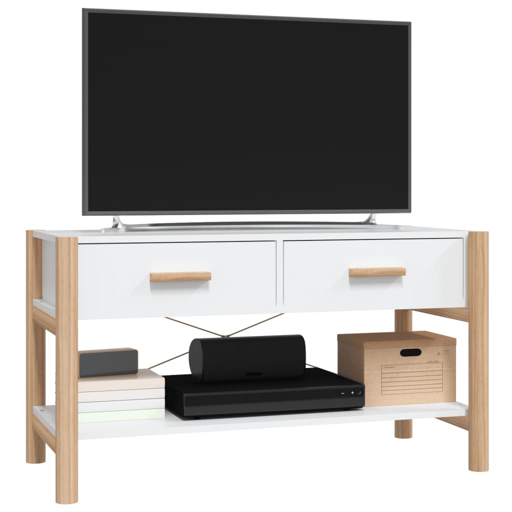 vidaXL Szafka pod TV, biała, 82x38x45 cm, materiał drewnopochodny