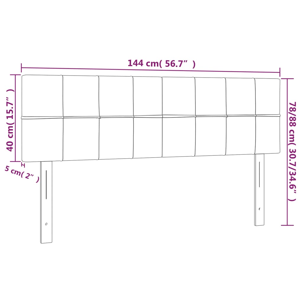 vidaXL Zagłówek do łóżka z LED, kremowy, 144x5x78/88 cm, tkanina