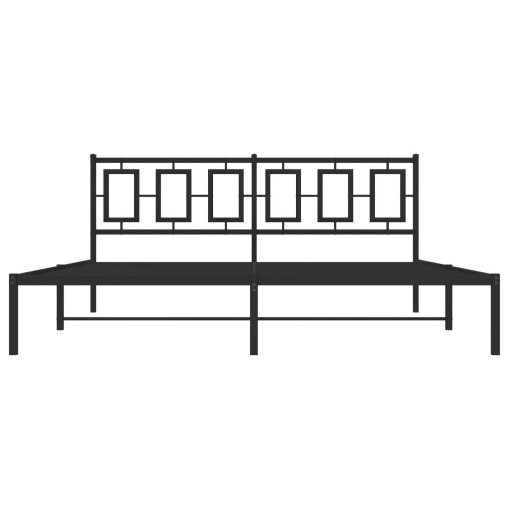 vidaXL Metalowa rama łóżka z wezgłowiem, czarna, 183x213 cm