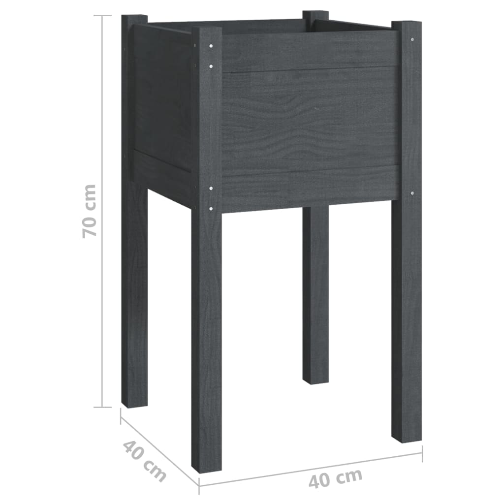 vidaXL Donice ogrodowe, 2 szt., szare, 40x40x70 cm, drewno sosnowe