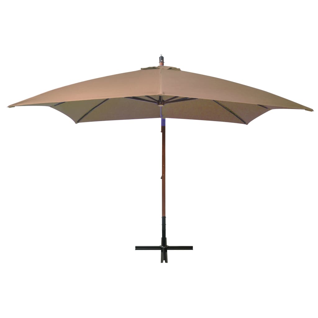 vidaXL Parasol ogrodowy wiszący, na jodłowym słupku, taupe, 3x3 m