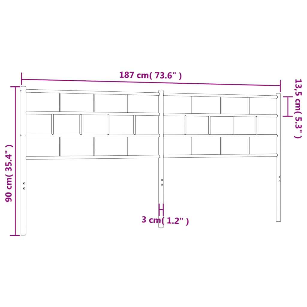 vidaXL Metalowe wezgłowie, czarne, 180 cm