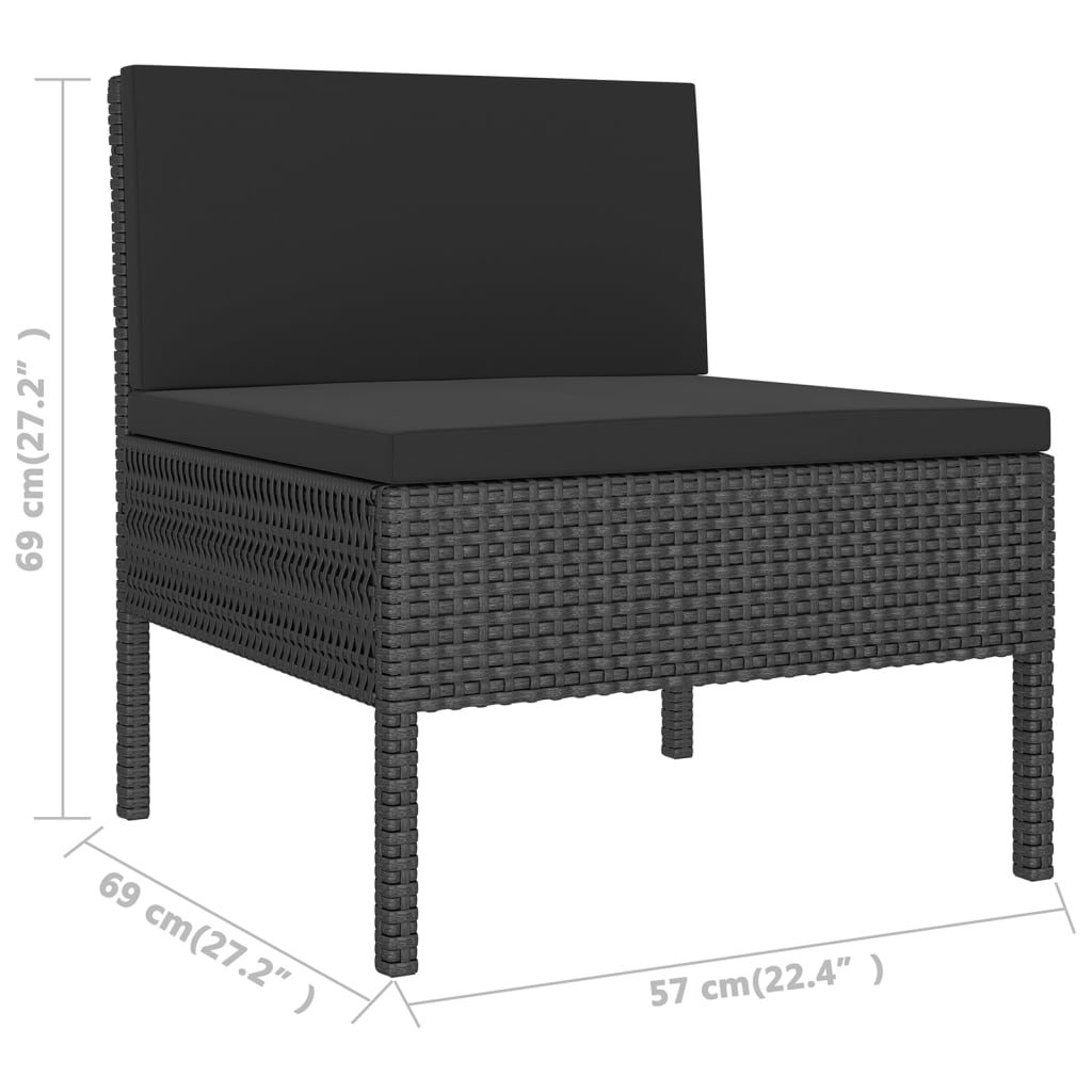 vidaXL 10-cz. zestaw mebli do ogrodu, poduszki, rattan PE, czarny