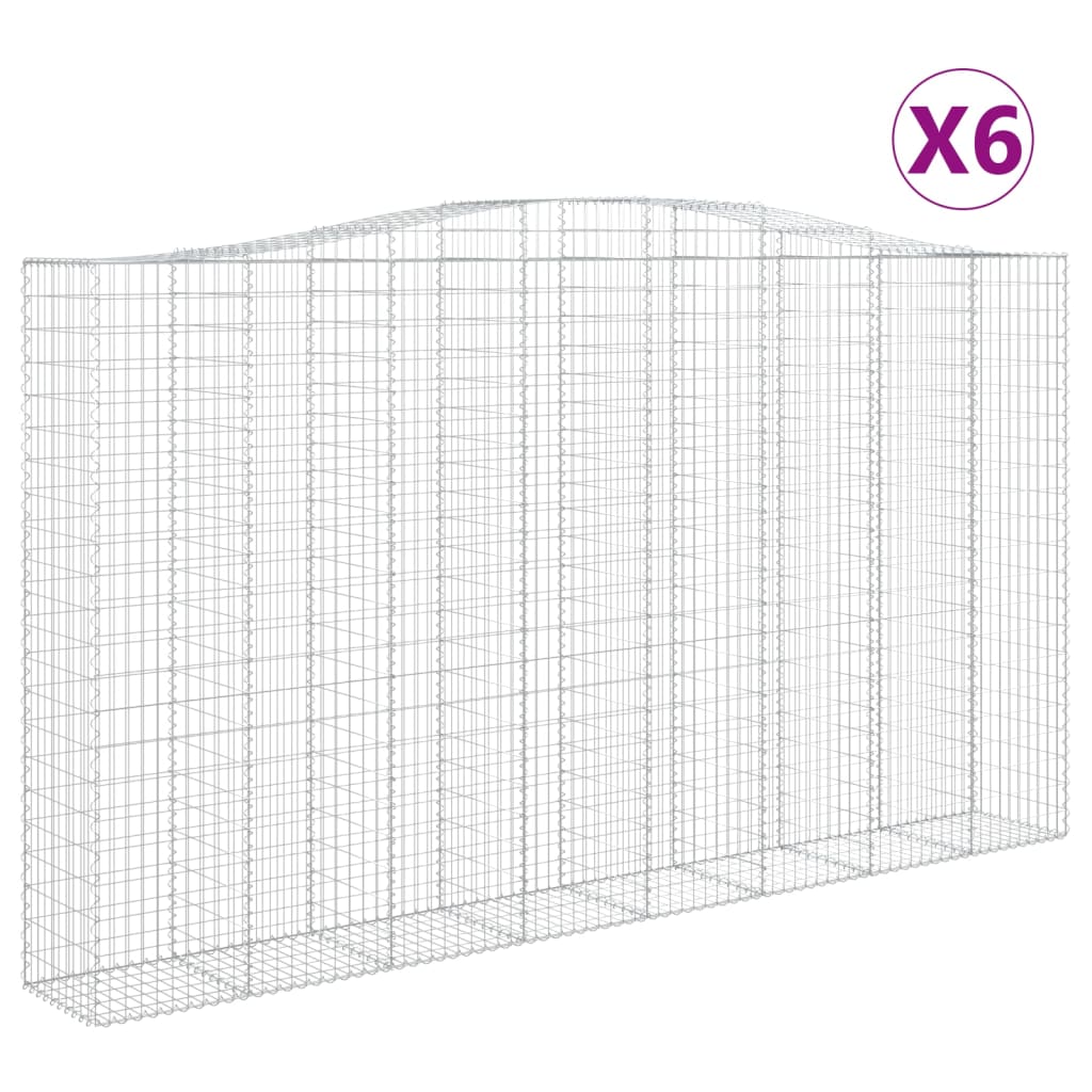 vidaXL Kosze gabionowe, 6 szt, 400x50x220/240 cm, galwanizowane żelazo