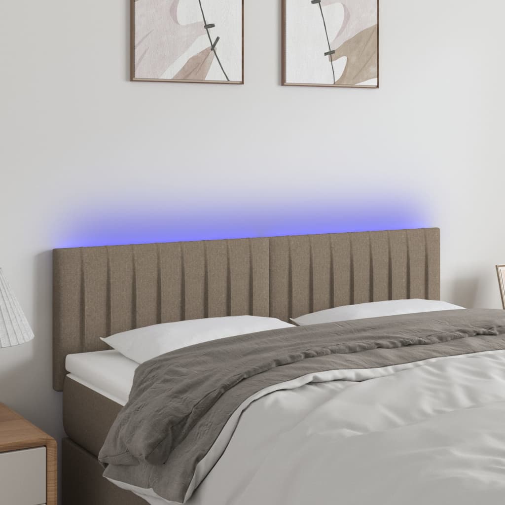 vidaXL Zagłówek do łóżka z LED, taupe, 144x5x78/88 cm, tkanina