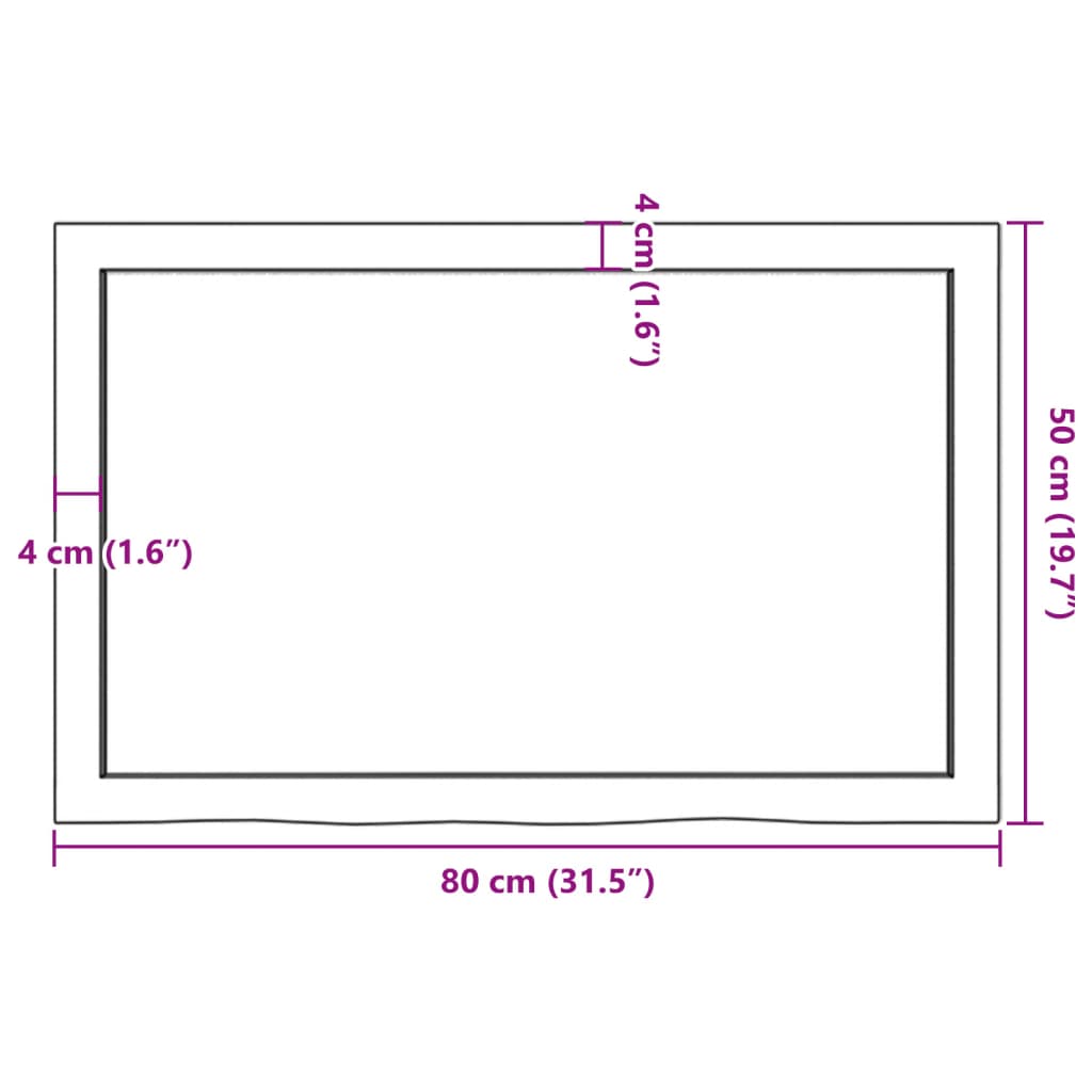 vidaXL Półka, ciemnobrązowa, 80x50x(2-4) cm, wykończone drewno dębowe