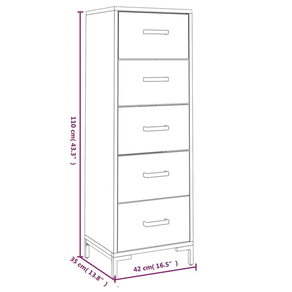 vidaXL Komoda, czarna, 42x35x110 cm, lite drewno sosnowe