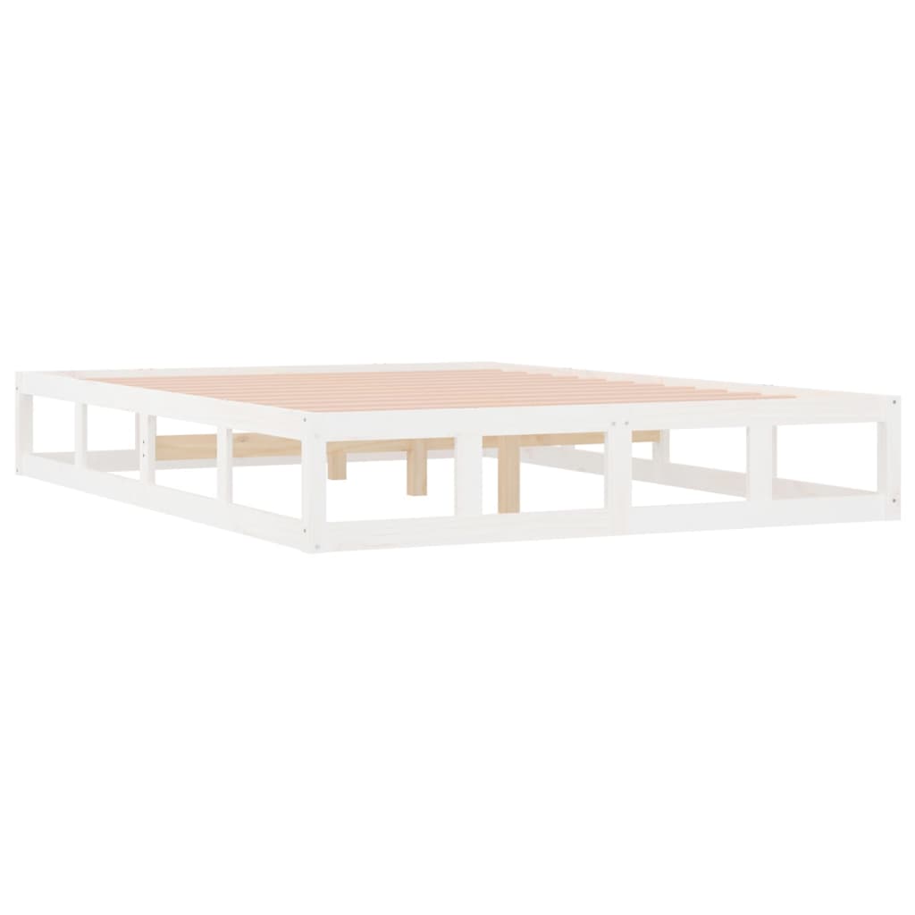 vidaXL Rama łóżka, biała, 140x190 cm, lite drewno
