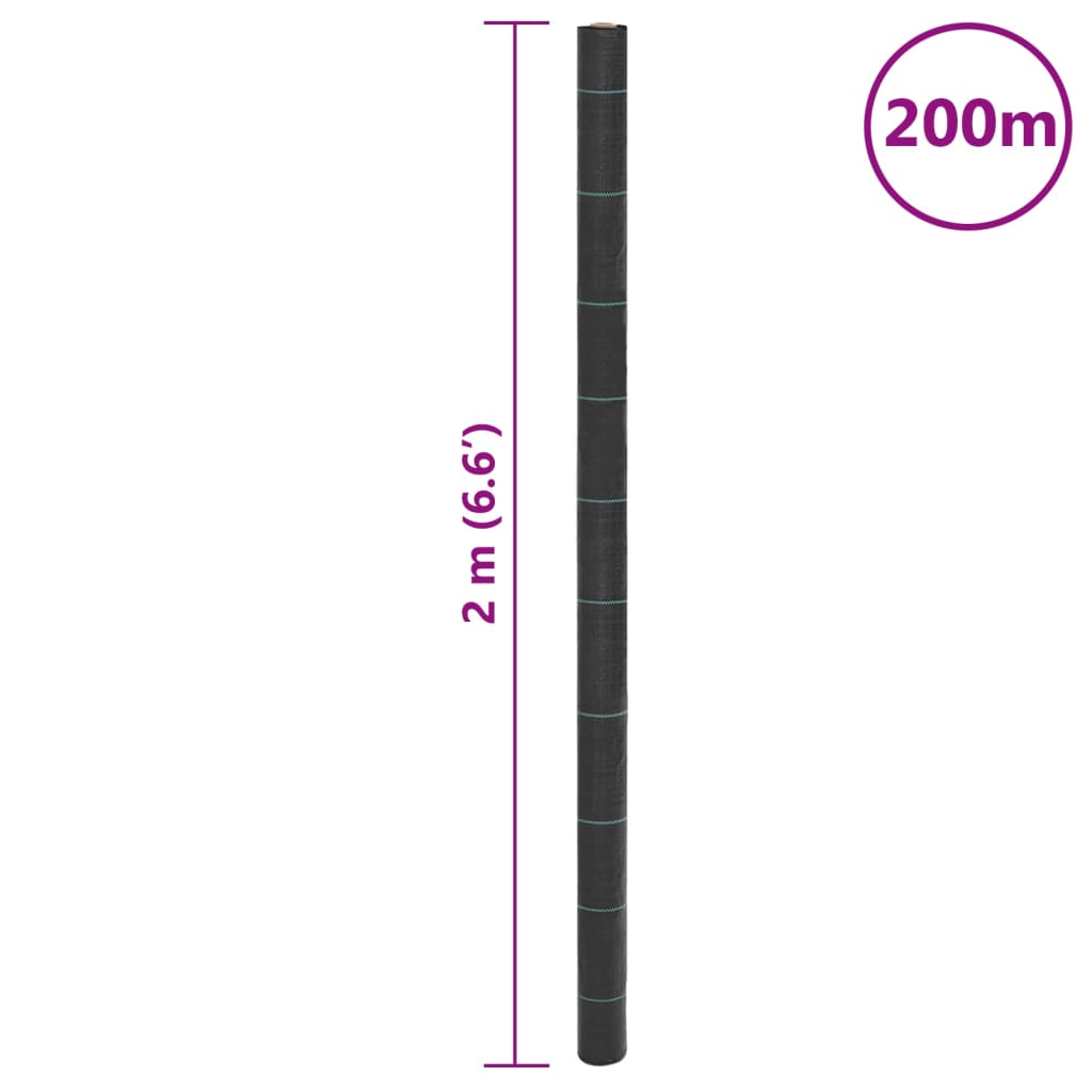 vidaXL Agrowłóknina antychwastowa, czarna, 2x200 m, PP