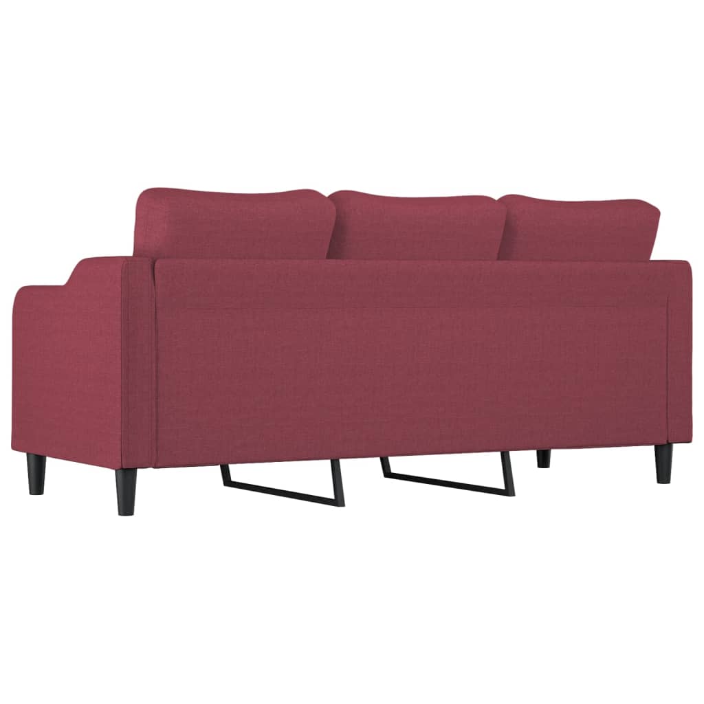 vidaXL Sofa 3-osobowa, winna czerwień, 180 cm,tapicerowana tkaniną
