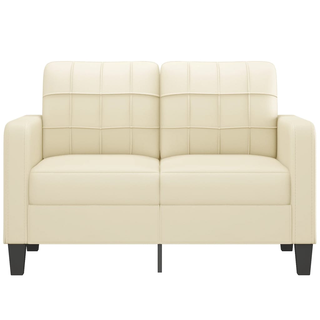 vidaXL Sofa 2-osobowa, kremowa, 120 cm, sztuczna skóra, klasa B