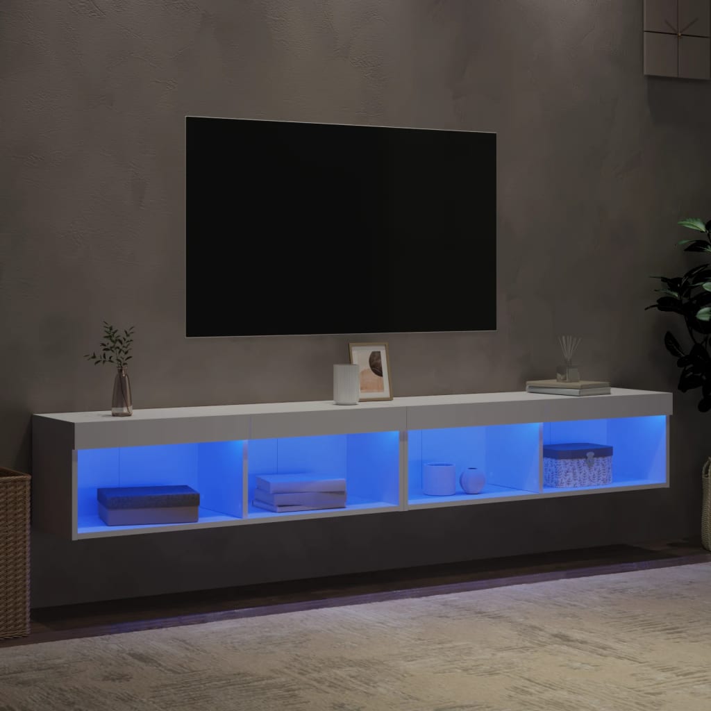 vidaXL Szafki TV, z LED, 2 szt., białe, 100x30x30 cm