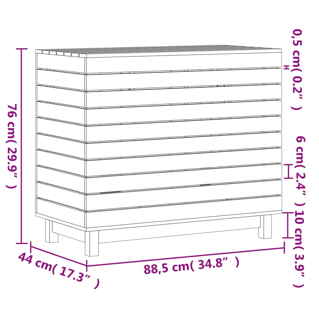vidaXL Kosz na pranie, 88,5x44x76 cm, lite drewno sosnowe
