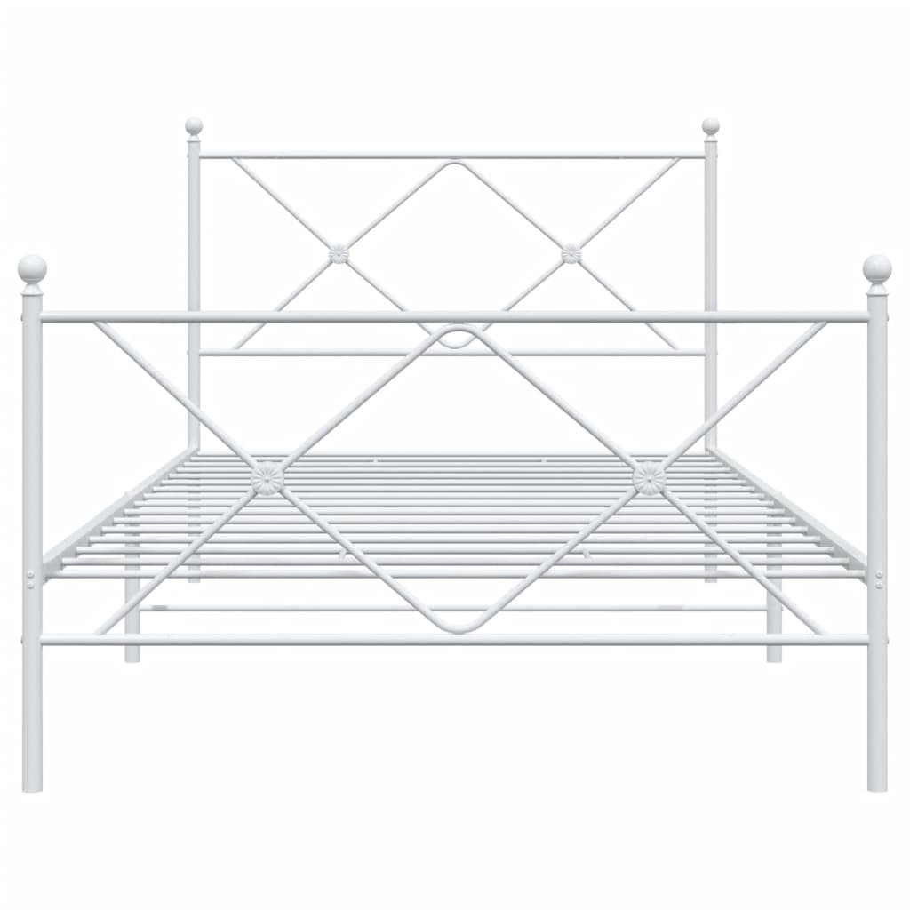 vidaXL Metalowa rama łóżka z wezgłowiem i zanóżkiem, biała, 100x200 cm