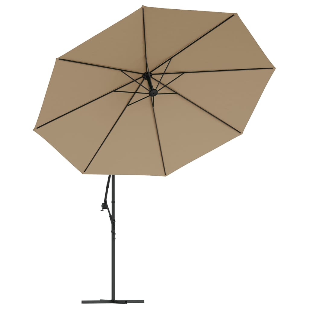 vidaXL Parasol wiszący z aluminiowym słupkiem, 350 cm, taupe