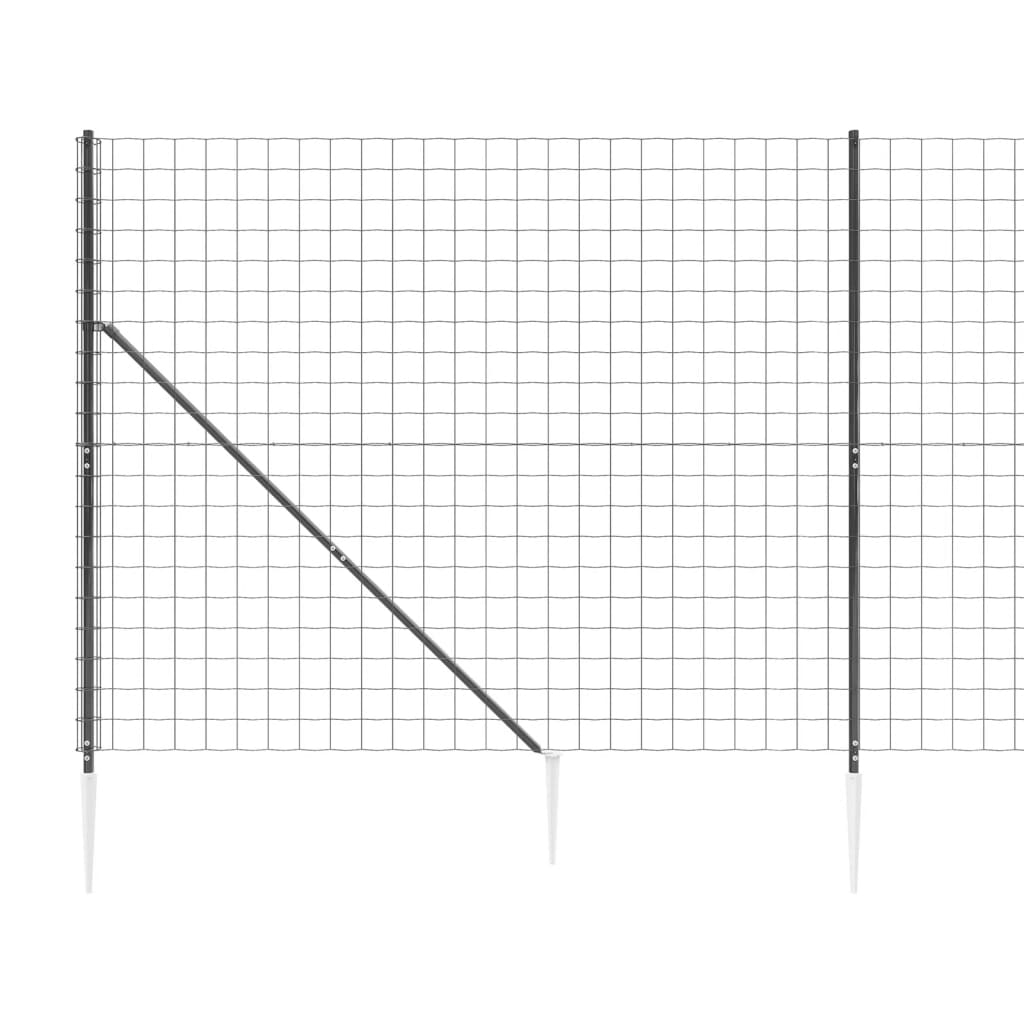 vidaXL Ogrodzenie z siatki, z kotwami, antracytowe, 1,8x25 m