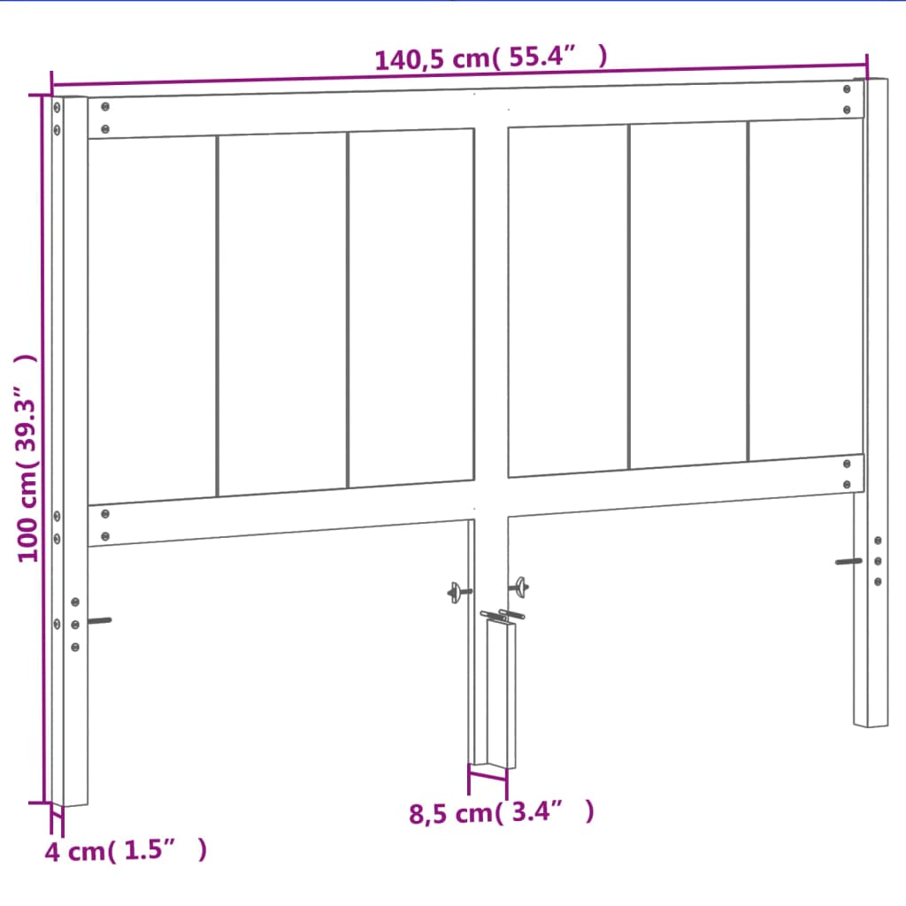 vidaXL Wezgłowie do łóżka, woskowy brąz, 135 cm, lite drewno sosnowe