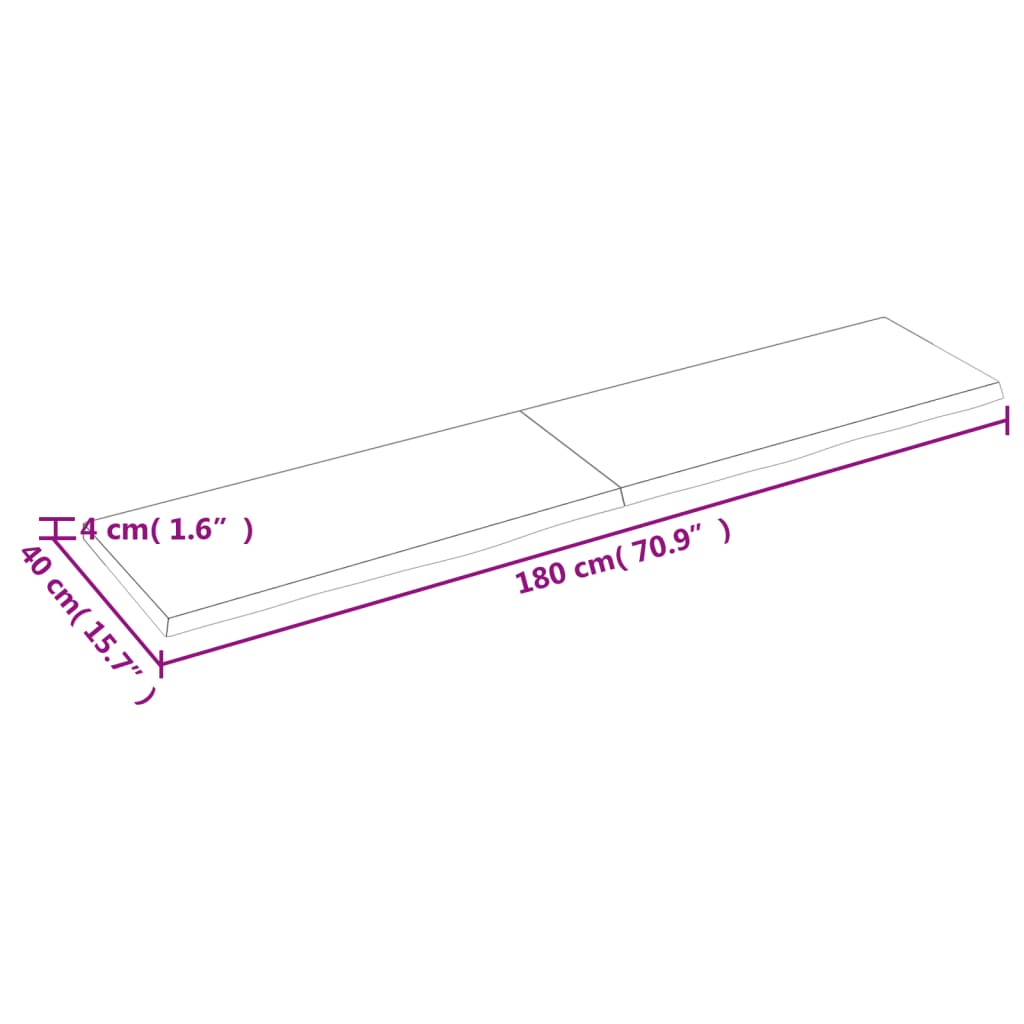 vidaXL Blat do łazienki, jasnobrązowy, 180x40x(2-4) cm, lite drewno