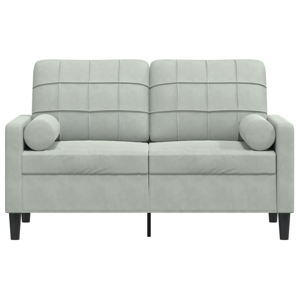 vidaXL 2-osobowa sofa z poduszkami, jasnoszara, 120 cm, aksamit