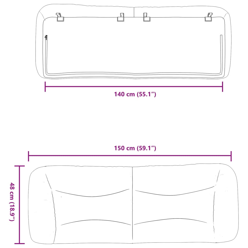 vidaXL Poduszka na wezgłowie, czarna, 140 cm, sztuczna skóra