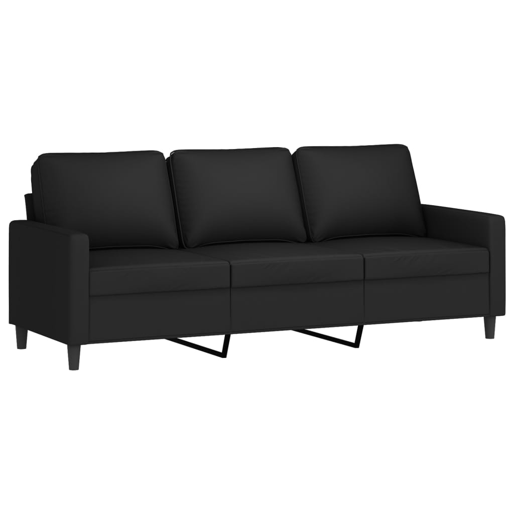 vidaXL 3-osobowa sofa z podnóżkiem, czarna, 180 cm, aksamit