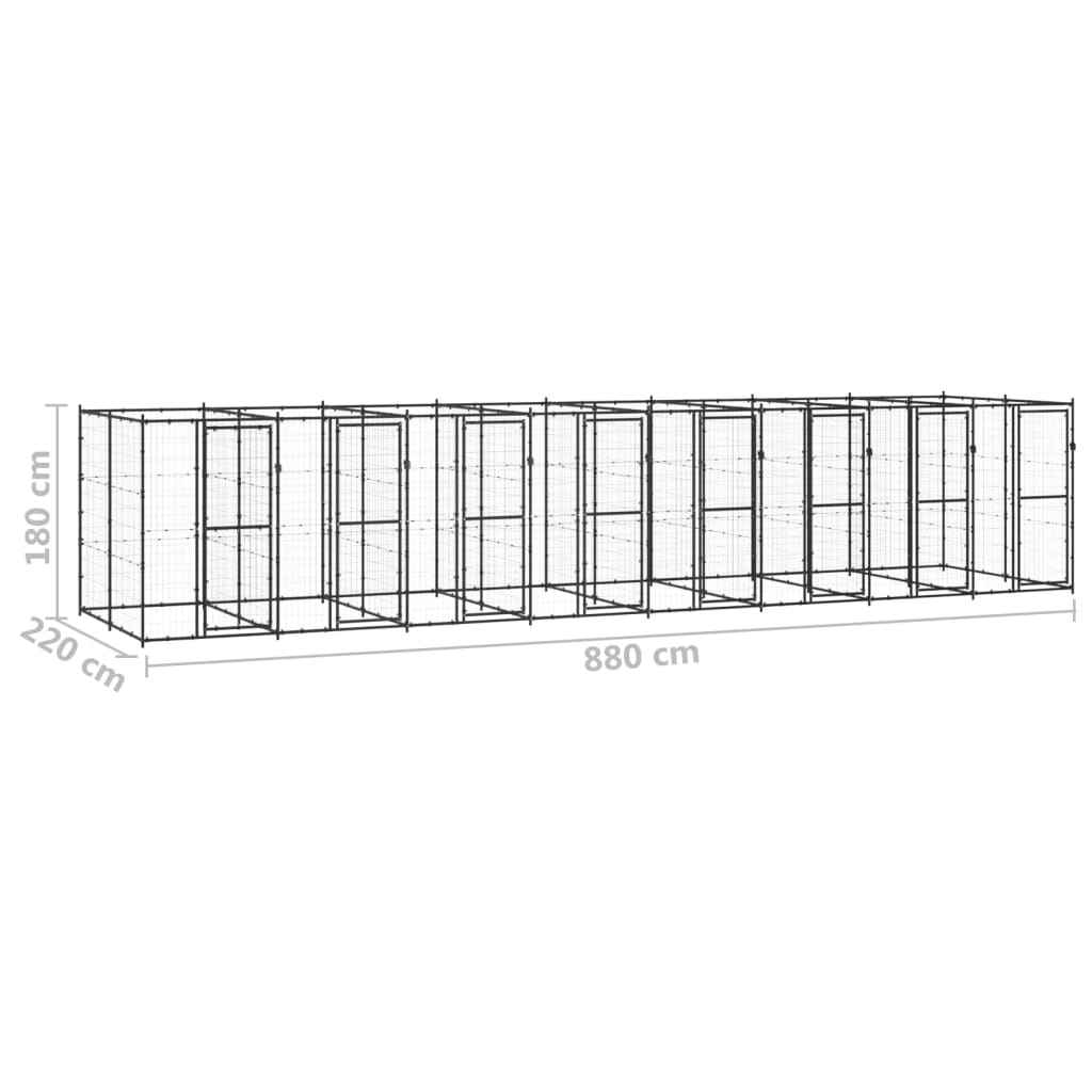 vidaXL Kojec zewnętrzny dla psa, stalowy, 19,36 m²