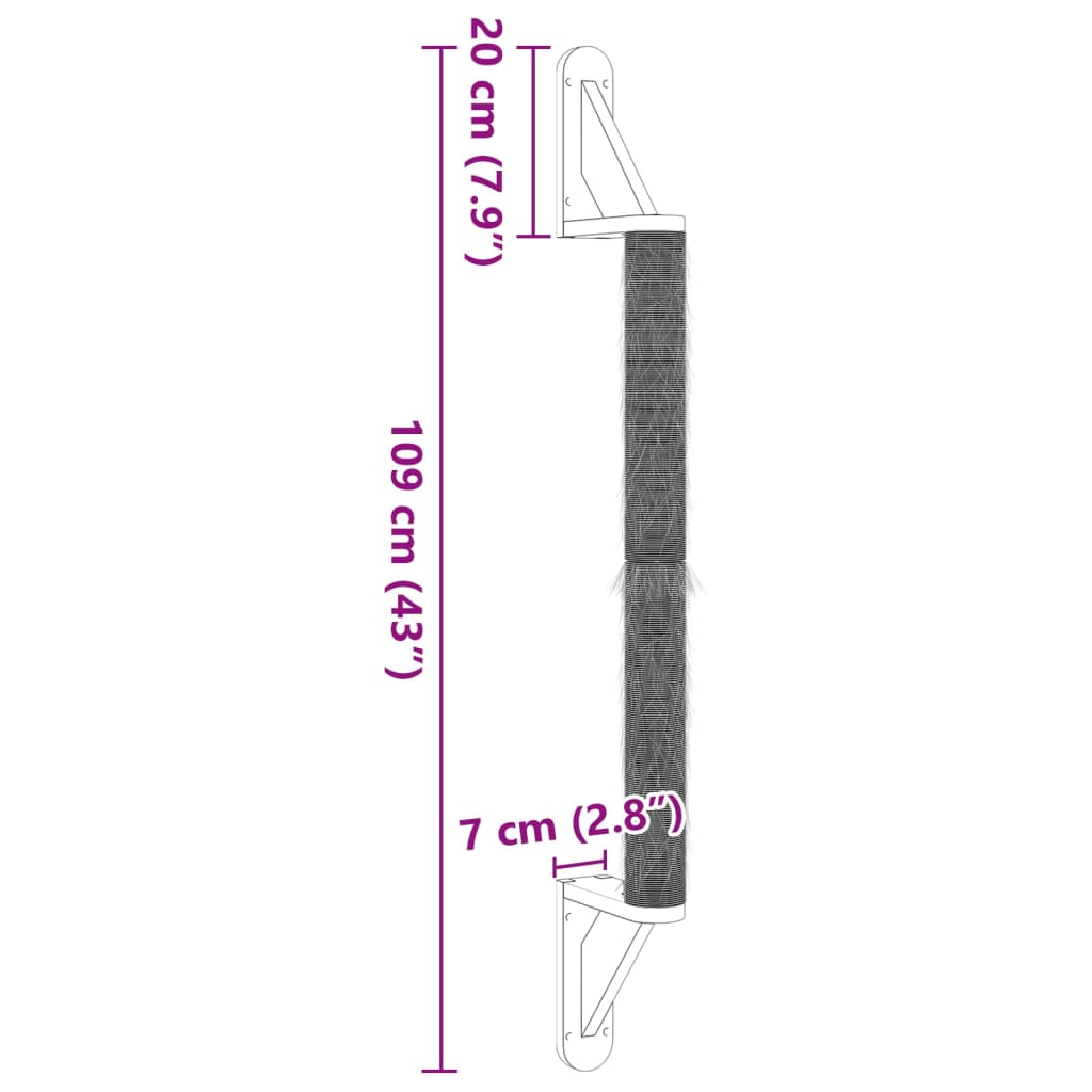 vidaXL Mocowany na ścianie drapak dla kota, 109 cm, sizalowy