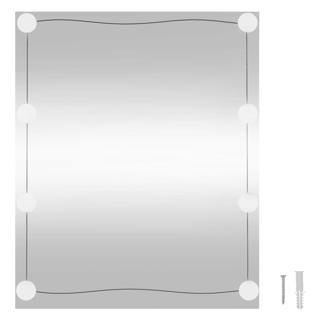 vidaXL Lustro ścienne z LED, 50x60 cm, szklane, prostokątne