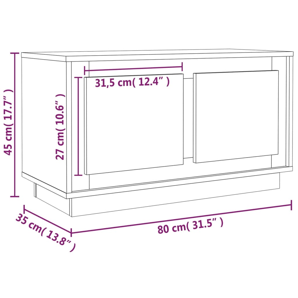 vidaXL Szafka pod TV, biała, połysk, 80x35x45 cm