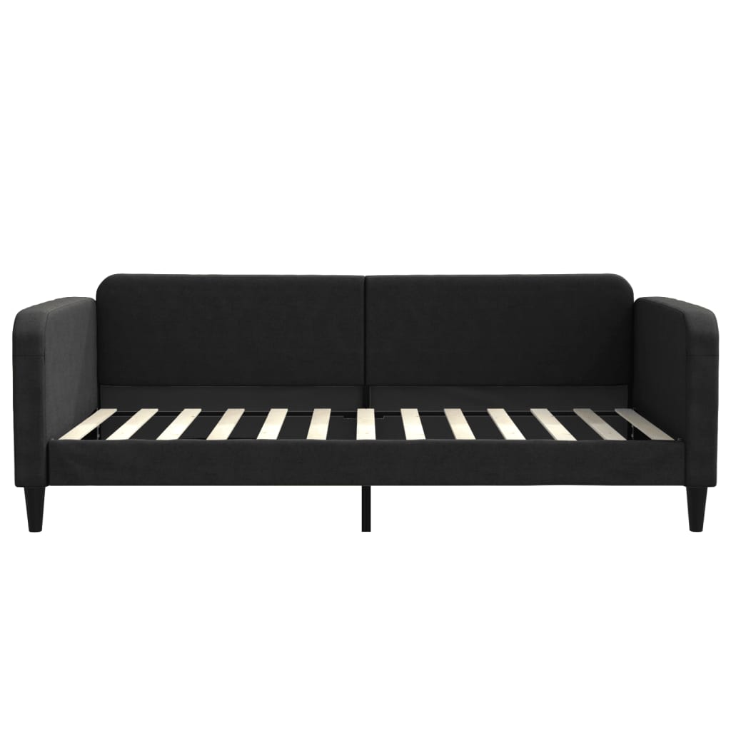 vidaXL Sofa rozsuwana z szufladami, czarna, 100x200 cm, tkanina