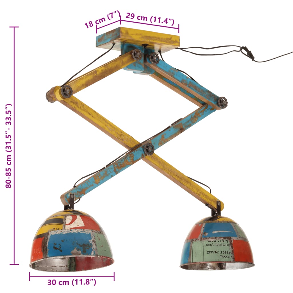 vidaXL Lampa sufitowa 25 W, wielokolorowa, 29x18x85 cm, E27